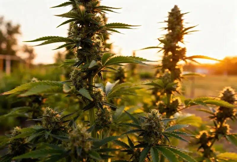 Blue Dream Auto florece rápido al sol, con cogollos densos y sabor dulce. Ideal para exterior, resistente al calor y de efectos equilibrados.