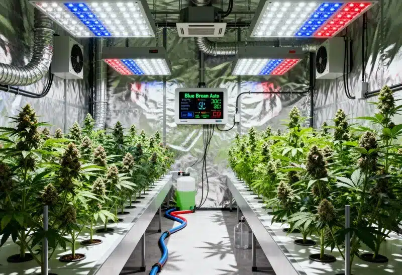 Blue Dream Auto prospera en interior bajo LED, produciendo cogollos aromáticos y resinosos. Perfecta para quienes buscan floración rápida.