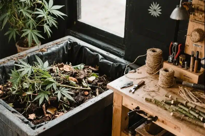 Cultivar Cafe Racer y reciclar tus restos de planta. Mejora la calidad del suelo y potencia su sabor a pino y diésel con compost orgánico.