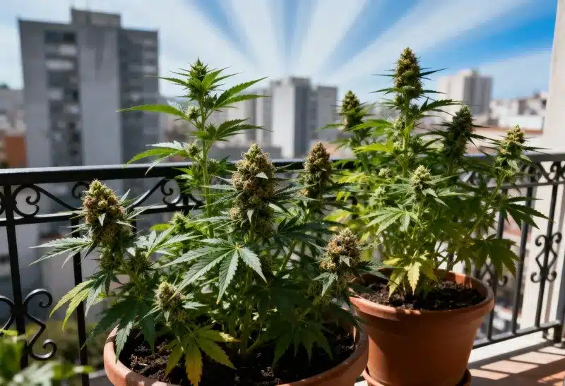Cultivar marihuana compacta en balcones con gran exposición solar.