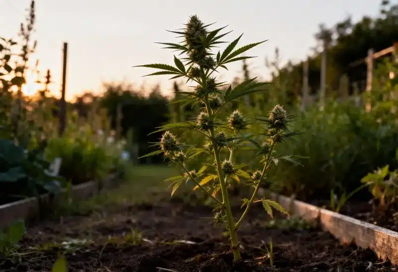 Planta joven nacida de semillas moradas con tonos intensos. Perfecta opción para quienes buscan cultivar marihuana colorida y de gran potencia.