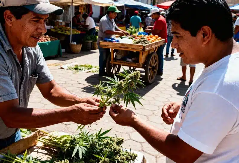 Cultivo natural de marihuana autóctona al atardecer. Semillas puras y resistentes, perfectas para conservar genéticas tradicionales únicas.