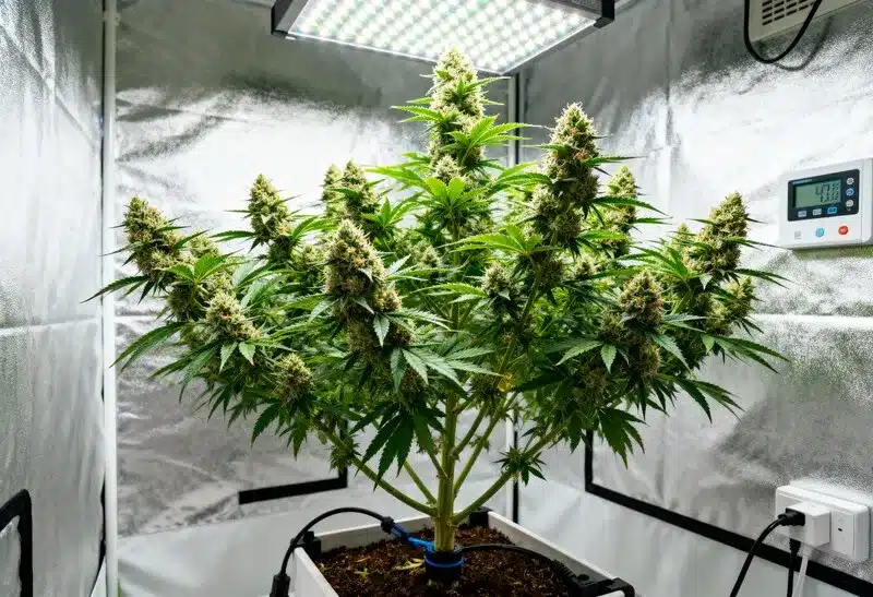 GMO en interior destaca por su estructura compacta y aroma intenso. Su THC alto y sabor la hacen una variedad legendaria.