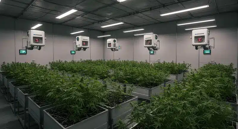 Sistemas automatizados e inteligencia artificial en el cultivo de cannabis.