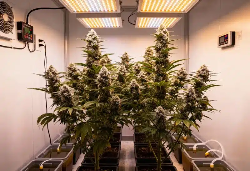 En interior, GG x Grapefruit Regular desarrolla cogollos compactos y resinosos, con un aroma intenso y altos rendimientos por planta.