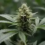 Jilly Bean Regular en floración con cogollos resinosos y pistilos blancos.