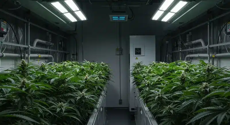 Mejor caja de cultivo inteligente para cannabis con control LED.