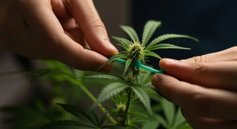 OG Kush x Mazar en cuidado manual durante la prefloración.