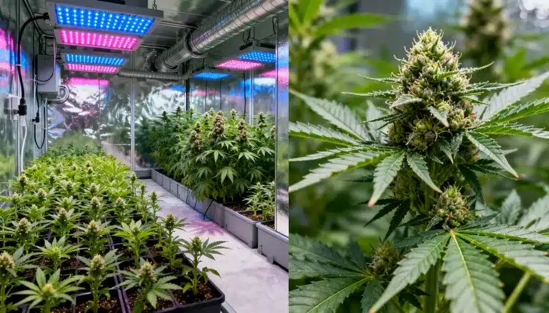 Iluminación de precisión en el cannabis con LEDs para floración.