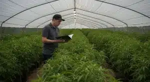 Cultivo sostenible en el cannabis dentro de invernadero.