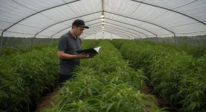 Cultivo sostenible en el cannabis dentro de invernadero.