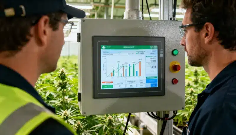 Eficiencia del agua en el cannabis con control digital avanzado.