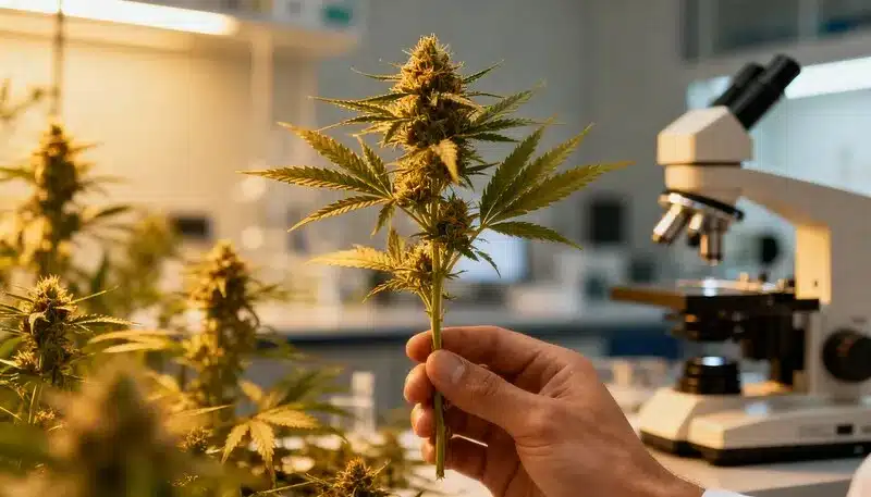 Análisis de calidad en flores de cannabis ecológico.