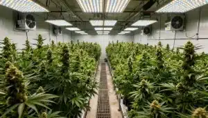 Papas Candy Regular en floración avanzada en cultivo interior LED.