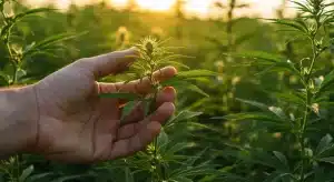 OG Kush x Amnesia en cultivo exterior al atardecer.