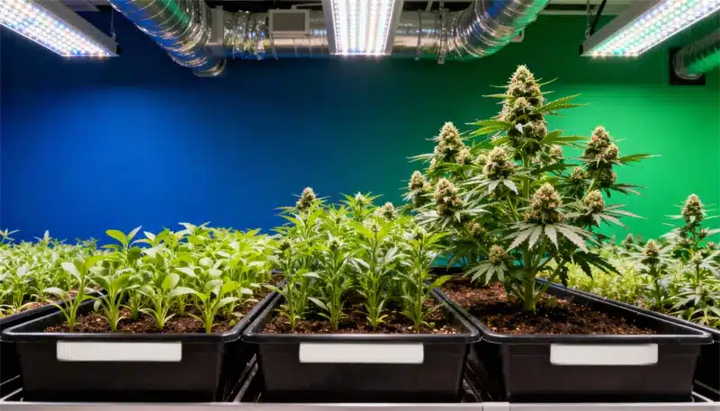 Northern Lights x Do-Si-Dos en cultivo interior bajo LED.