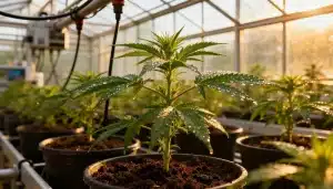 Tecnología para el cultivo de cannabis en casa con riego automático.