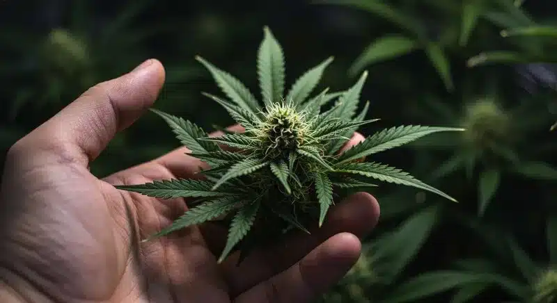 Pure Haze: cogollo denso y resinoso en etapa de maduración.