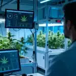 Sistema de cultivo automatizado de cannabis con monitoreo digital.