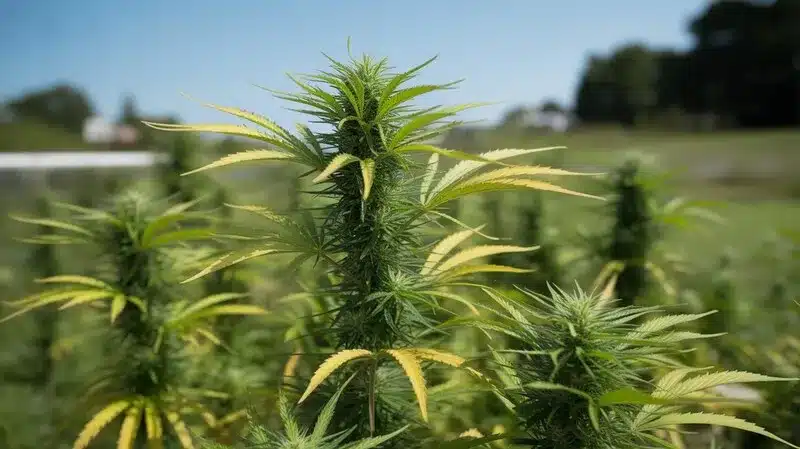 Nicole Kush en cultivo exterior con colas en floración.