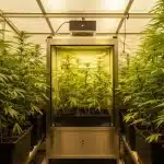 Caja de cultivo inteligente para marihuana en invernadero.