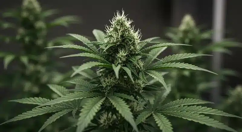 Variedades refrescantes de cannabis con sabor a menta en floración.
