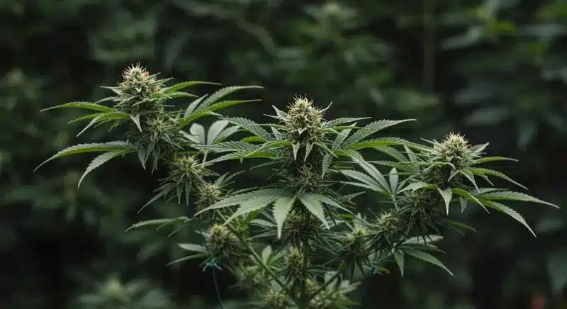 Planta de cannabis Blueberry en floración.