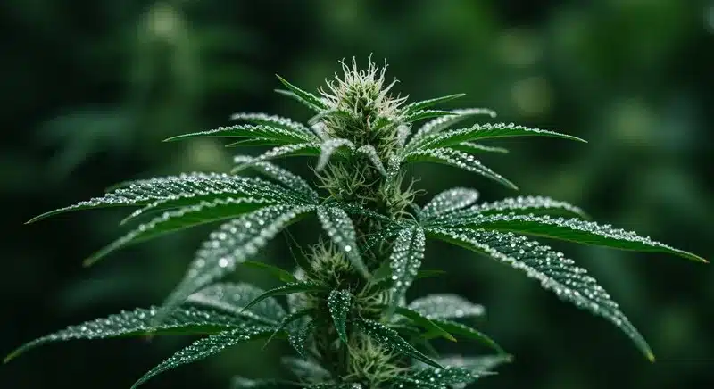 Variedades de cannabis mentolado para interior en floración.