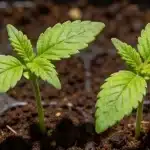 Plántulas de cannabis 3 Kings en etapa temprana de crecimiento.