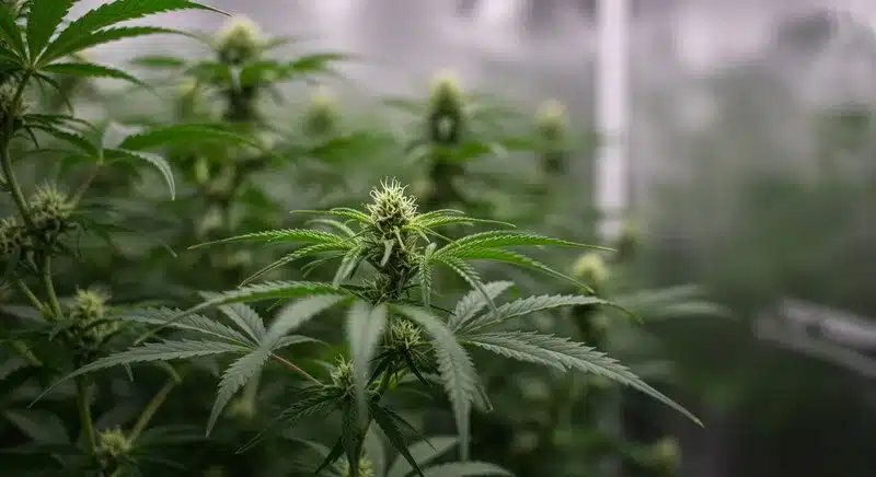 Agent Orange Regular con tricomas abundantes y tonos oscuros en floración. Variedad regular de aroma cítrico, potente y apta para selección genética.