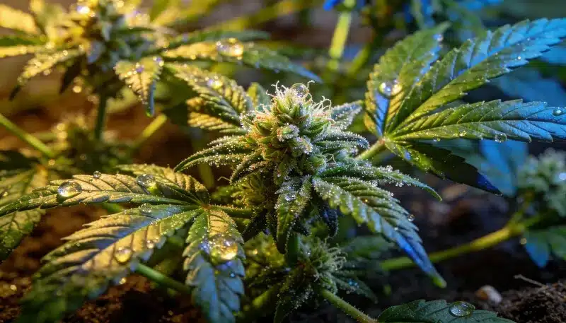 Planta Amnesia CBD (1:1) en floración interior.