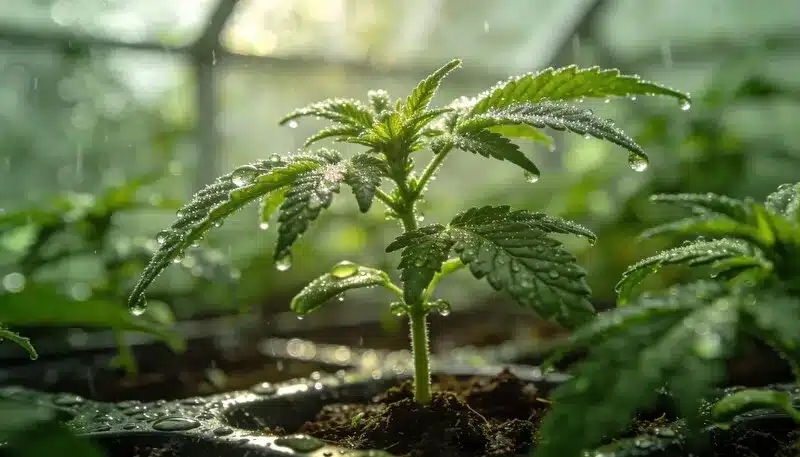 Cultivo in vitro de meristemos de cannabis en fase inicial.