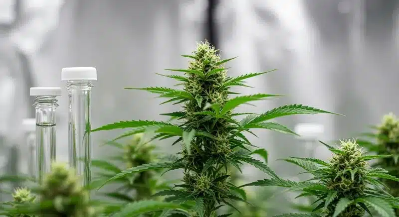 Técnicas de cultivo in vitro y breeding para preservar genéticas de cannabis en laboratorio.