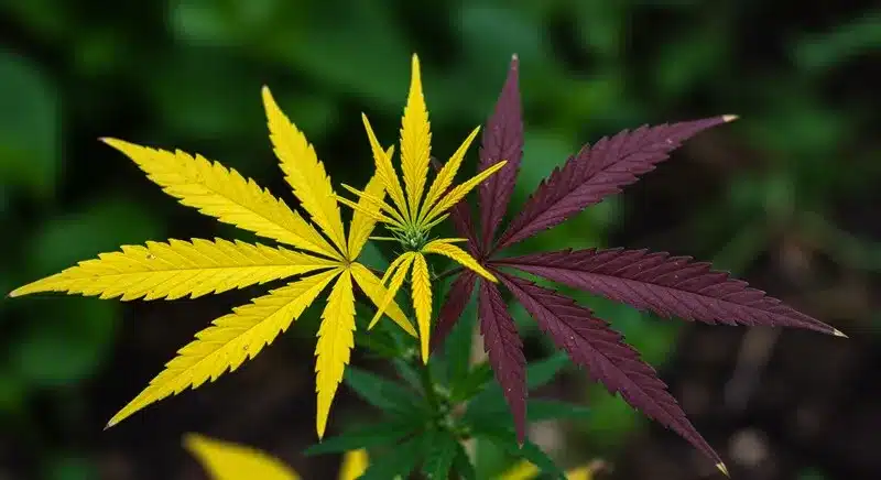 Hojas de cannabis amarillas vs marrones: diferencias en pigmentación.