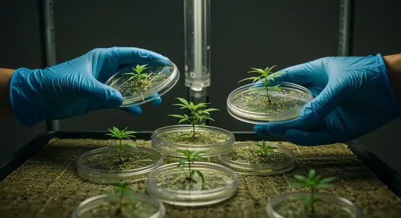 Cómo propagar genéticas raras de cannabis mediante cultivo in vitro en laboratorio.