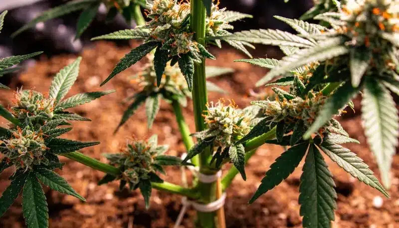 Planta California Orange x Skunk en floración.