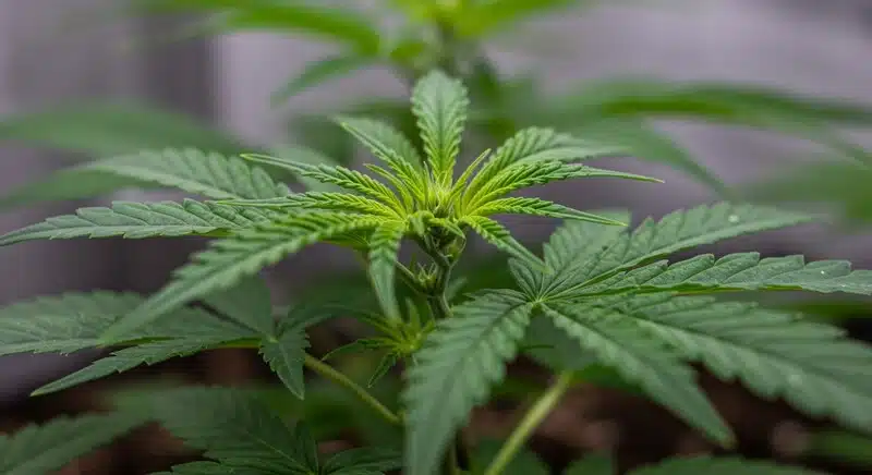 Planta de cannabis sana con alto potencial de Brix y calidad en la cosecha.