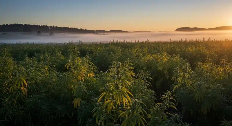 Cogollo de cannabis con gráfico de niveles Brix.