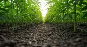 Critical Blue cultivo cannabis en hileras.