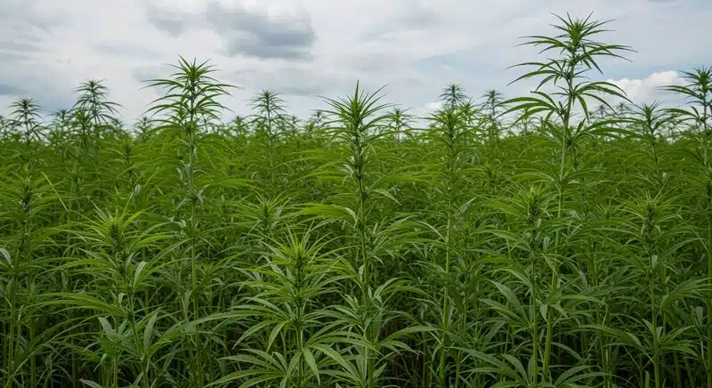 Plantas altas de cannabis Cinderella 99 x Amnesia Haze en cultivo denso.
