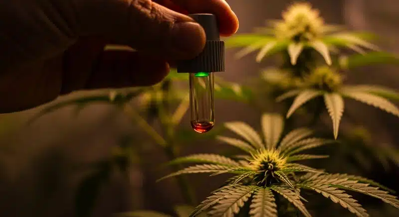Extracción de savia de cannabis para analizar Brix y relación con terpenos y flavonoides.