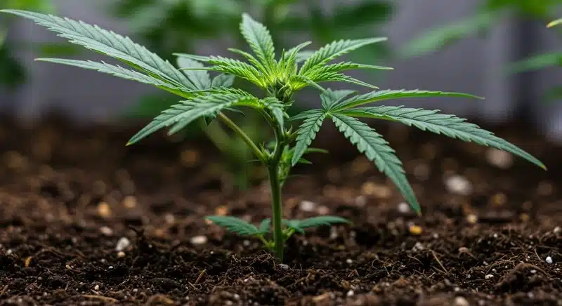 Planta de cannabis en crecimiento con niveles de Brix relacionados con calidad pero no con THC directo.