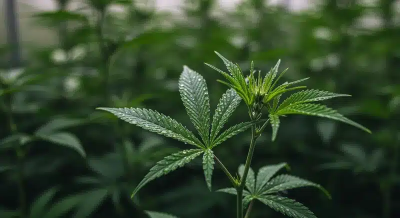 Interpretar lecturas de refractómetro: Hojas de cannabis con humedad.
