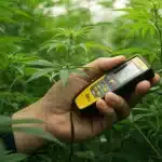 Medición de Brix en cannabis con refractómetro digital para optimizar la fertilización.