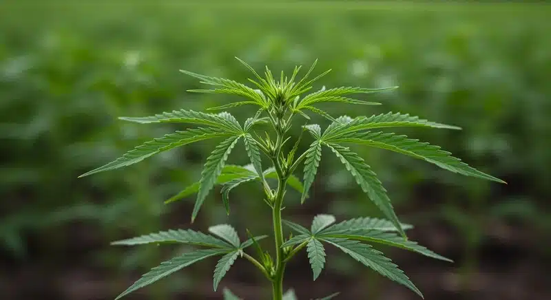 Critic Boom planta de cannabis en fase vegetativa hojas verdes sanas.