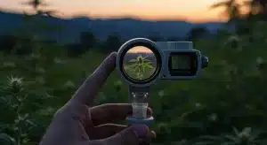Uso refractómetro para cultivo orgánico de cannabis.