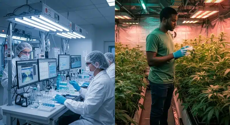 Diferencias entre análisis molecular y morfológico en cannabis.