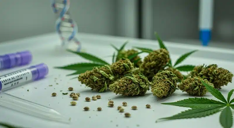 Autenticación de variedades de cannabis con análisis de ADN.
