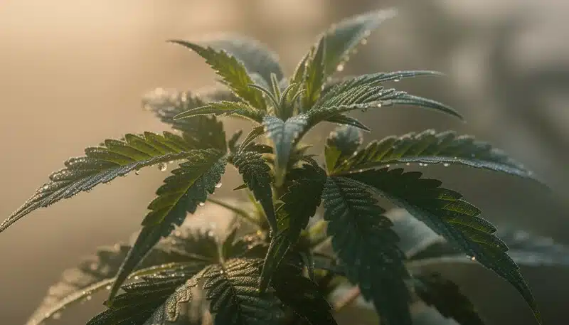 Planta de cannabis con alto Brix en cultivo optimizado basado en datos.