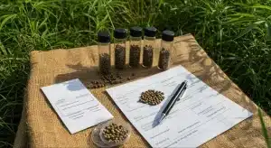 Documentación y semillas para trazabilidad genética en cannabis.